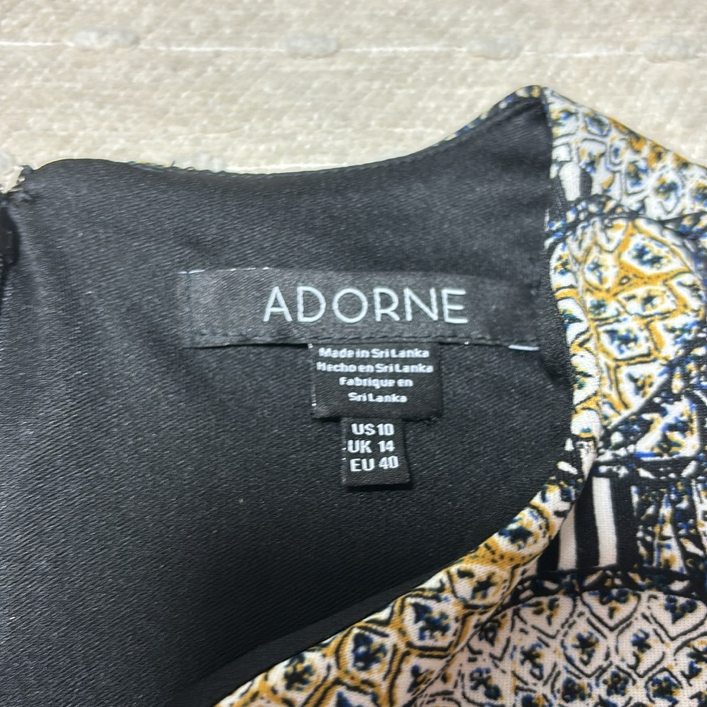 Adorne Naya Scuba Dress in Blue and Golden Yellow Fit and Flare Size 10 - Picture 9 of 15